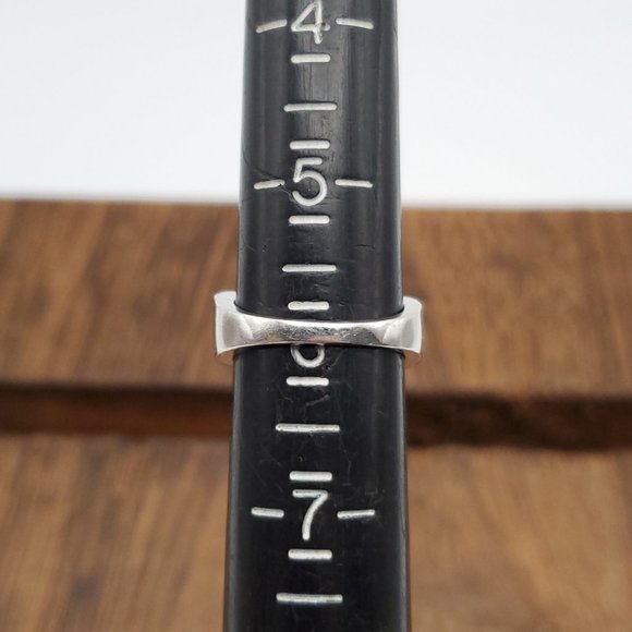 Size 6 925 Sterling Silver Blue And Clear Genuine Diamonds Ring - Picture 7 of 9